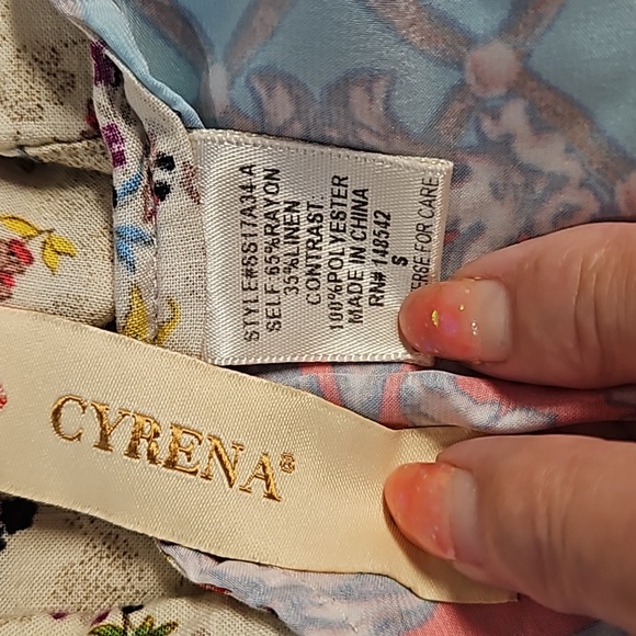 Anthropologie Cyrena multicolor floral print pintuck back detail boho Small - Picture 4 of 8